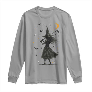 Halloween Sports Gift Long Sleeve Shirt Creepy Witch With Golf Club TS12 Sport Gray Print Your Wear