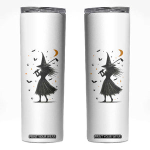 Halloween Sports Gift Skinny Tumbler Creepy Witch With Golf Club TS12 White Print Your Wear
