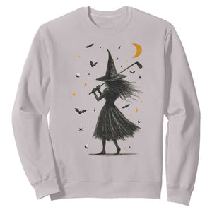 Halloween Sports Gift Sweatshirt Creepy Witch With Golf Club TS12 Ice Gray Print Your Wear