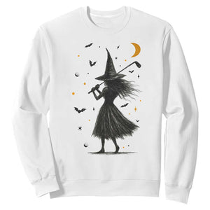 Halloween Sports Gift Sweatshirt Creepy Witch With Golf Club TS12 White Print Your Wear