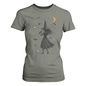 Halloween Sports Gift T Shirt For Women Creepy Witch With Golf Club TS12 Military Green Print Your Wear