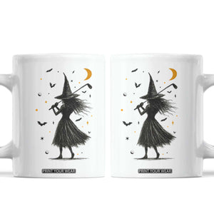 Halloween Sports Gift Coffee Mug Creepy Witch With Golf Club TS12 White Print Your Wear