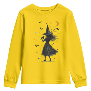 Halloween Sports Gift Youth Sweatshirt Creepy Witch With Golf Club TS12 Daisy Print Your Wear