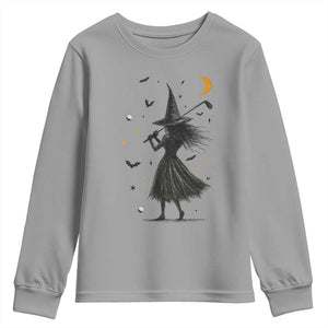 Halloween Sports Gift Youth Sweatshirt Creepy Witch With Golf Club TS12 Sport Gray Print Your Wear