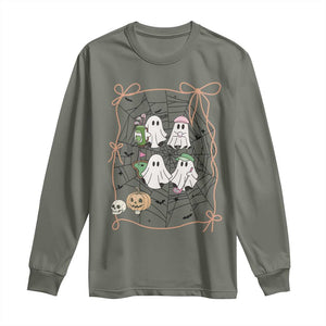 Funny Halloween Long Sleeve Shirt Ghost Golf Gift for Women TS12 Military Green Print Your Wear