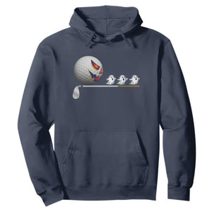 Funny Halloween Golf Pumpkin Chasing Ghost Gift Hoodie TS12 Navy Print Your Wear