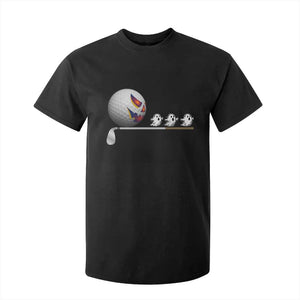 Funny Halloween Golf Pumpkin Chasing Ghost Gift T Shirt For Kid TS12 Black Print Your Wear