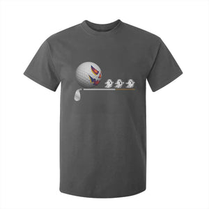 Funny Halloween Golf Pumpkin Chasing Ghost Gift T Shirt For Kid TS12 Dark Heather Print Your Wear
