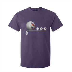 Funny Halloween Golf Pumpkin Chasing Ghost Gift T Shirt For Kid TS12 Purple Print Your Wear