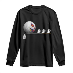 Funny Halloween Golf Pumpkin Chasing Ghost Gift Long Sleeve Shirt TS12 Black Print Your Wear