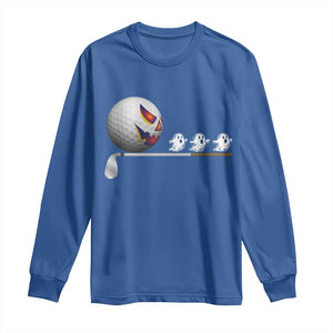 Funny Halloween Golf Pumpkin Chasing Ghost Gift Long Sleeve Shirt TS12 Royal Blue Print Your Wear