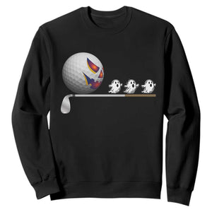 Funny Halloween Golf Pumpkin Chasing Ghost Gift Sweatshirt TS12 Black Print Your Wear