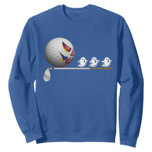 Funny Halloween Golf Pumpkin Chasing Ghost Gift Sweatshirt TS12 Royal Blue Print Your Wear