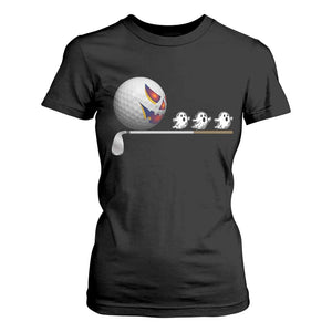 Funny Halloween Golf Pumpkin Chasing Ghost Gift T Shirt For Women TS12 Black Print Your Wear