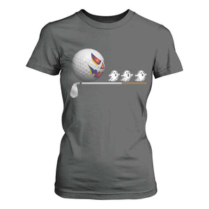 Funny Halloween Golf Pumpkin Chasing Ghost Gift T Shirt For Women TS12 Dark Heather Print Your Wear