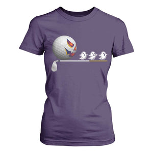 Funny Halloween Golf Pumpkin Chasing Ghost Gift T Shirt For Women TS12 Purple Print Your Wear