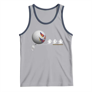 Funny Halloween Golf Pumpkin Chasing Ghost Gift Tank Top TS12 Athletic Heather Navy Print Your Wear