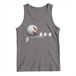 Funny Halloween Golf Pumpkin Chasing Ghost Gift Tank Top TS12 Deep Heather Print Your Wear
