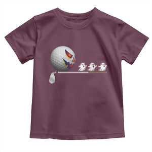 Funny Halloween Golf Pumpkin Chasing Ghost Gift Toddler T Shirt TS12 Maroon Print Your Wear