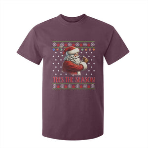 Funny Golf Holiday Gift T Shirt For Kid Tees The Season Ugly Sweater TS12 Maroon Print Your Wear