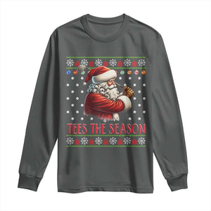 Funny Golf Holiday Gift Long Sleeve Shirt Tees The Season Ugly Sweater TS12 Dark Heather Print Your Wear