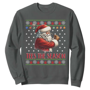 Funny Golf Holiday Gift Sweatshirt Tees The Season Ugly Sweater TS12 Dark Heather Print Your Wear
