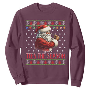 Funny Golf Holiday Gift Sweatshirt Tees The Season Ugly Sweater TS12 Maroon Print Your Wear