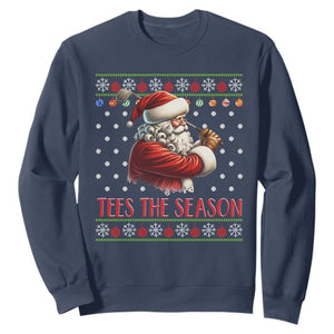 Funny Golf Holiday Gift Sweatshirt Tees The Season Ugly Sweater TS12 Navy Print Your Wear