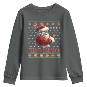 Funny Golf Holiday Gift Youth Sweatshirt Tees The Season Ugly Sweater TS12 Dark Heather Print Your Wear