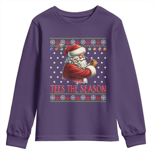 Funny Golf Holiday Gift Youth Sweatshirt Tees The Season Ugly Sweater TS12 Purple Print Your Wear