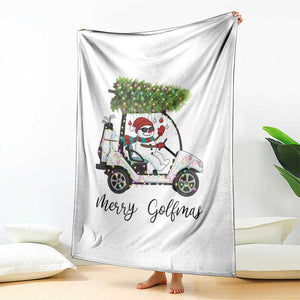Funny Christmas Golf Throw Blanket Snowman Driving Golf Cart Merry Golfmas TS12 Print Your Wear