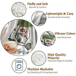 Funny Christmas Golf Throw Blanket Snowman Driving Golf Cart Merry Golfmas TS12 Print Your Wear