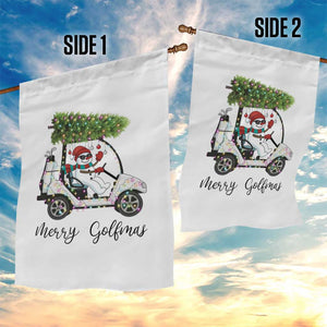 Funny Christmas Golf Garden Flag Snowman Driving Golf Cart Merry Golfmas TS12 Print Your Wear