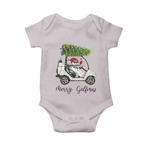 Funny Christmas Golf Baby Onesie Snowman Driving Golf Cart Merry Golfmas TS12 Ice Gray Print Your Wear