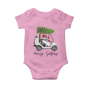 Funny Christmas Golf Baby Onesie Snowman Driving Golf Cart Merry Golfmas TS12 Light Pink Print Your Wear