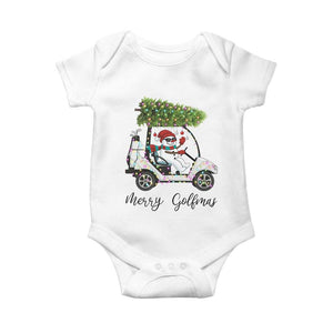 Funny Christmas Golf Baby Onesie Snowman Driving Golf Cart Merry Golfmas TS12 White Print Your Wear