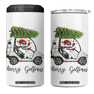 Funny Christmas Golf 4 in 1 Can Cooler Tumbler Snowman Driving Golf Cart Merry Golfmas TS12 One Size: 16 oz White Print Your Wear