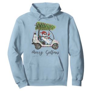 Funny Christmas Golf Hoodie Snowman Driving Golf Cart Merry Golfmas TS12 Light Blue Print Your Wear