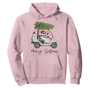 Funny Christmas Golf Hoodie Snowman Driving Golf Cart Merry Golfmas TS12 Light Pink Print Your Wear