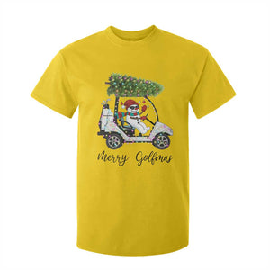 Funny Christmas Golf T Shirt For Kid Snowman Driving Golf Cart Merry Golfmas TS12 Daisy Print Your Wear