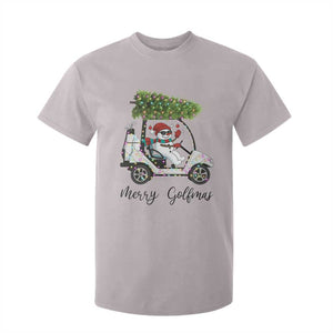 Funny Christmas Golf T Shirt For Kid Snowman Driving Golf Cart Merry Golfmas TS12 Ice Gray Print Your Wear