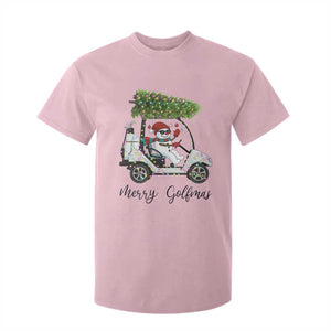 Funny Christmas Golf T Shirt For Kid Snowman Driving Golf Cart Merry Golfmas TS12 Light Pink Print Your Wear