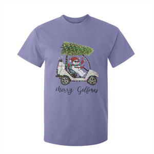 Funny Christmas Golf T Shirt For Kid Snowman Driving Golf Cart Merry Golfmas TS12 Violet Print Your Wear