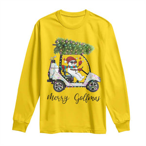 Funny Christmas Golf Long Sleeve Shirt Snowman Driving Golf Cart Merry Golfmas TS12 Daisy Print Your Wear