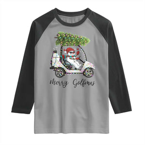 Funny Christmas Golf Raglan Shirt Snowman Driving Golf Cart Merry Golfmas TS12 Sport Gray Black Print Your Wear