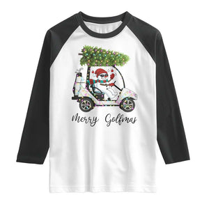 Funny Christmas Golf Raglan Shirt Snowman Driving Golf Cart Merry Golfmas TS12 White Black Print Your Wear