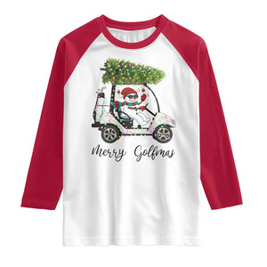 Funny Christmas Golf Raglan Shirt Snowman Driving Golf Cart Merry Golfmas TS12 White Red Print Your Wear