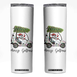 Funny Christmas Golf Skinny Tumbler Snowman Driving Golf Cart Merry Golfmas TS12 White Print Your Wear