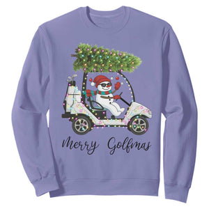 Funny Christmas Golf Sweatshirt Snowman Driving Golf Cart Merry Golfmas TS12 Violet Print Your Wear