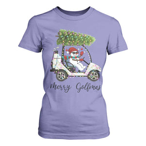 Funny Christmas Golf T Shirt For Women Snowman Driving Golf Cart Merry Golfmas TS12 Violet Print Your Wear